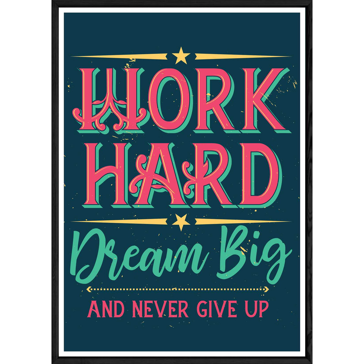 Tableau Work avec cadre noir POP – Taille 23x32