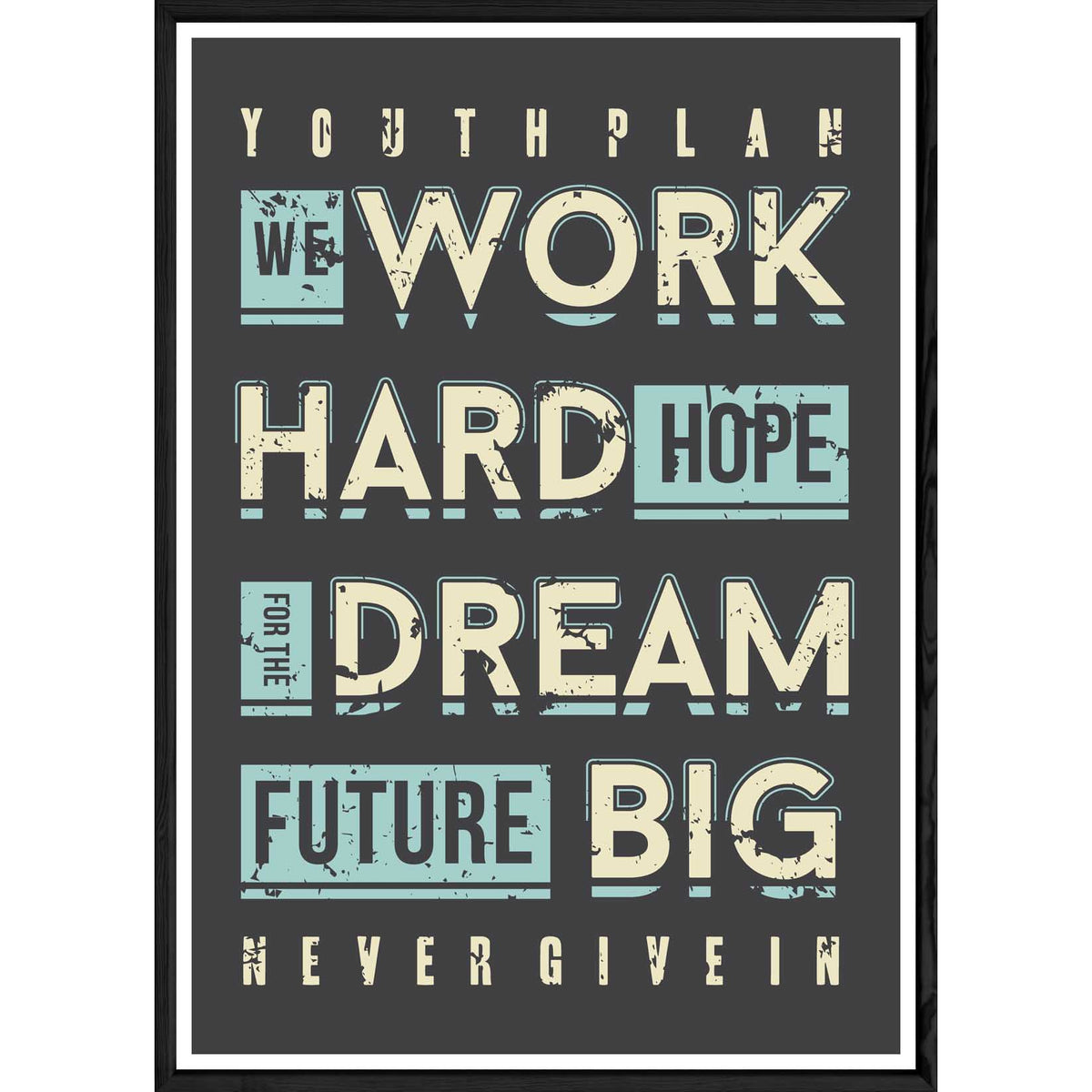 Tableau Work avec cadre noir POP – Taille 32x42