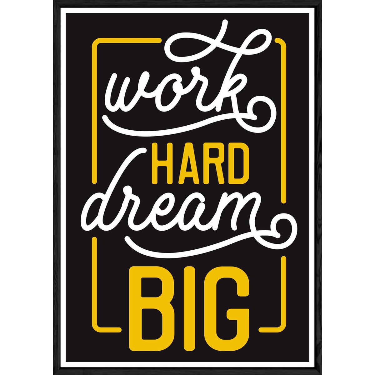 Tableau Work avec cadre noir POP – Taille 23x32