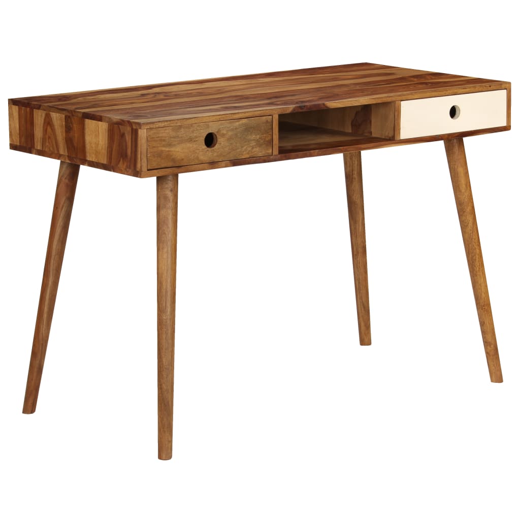 Bureau en acacia massif 110x55 pied métal