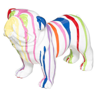 Chien en résine blanc coloré L25