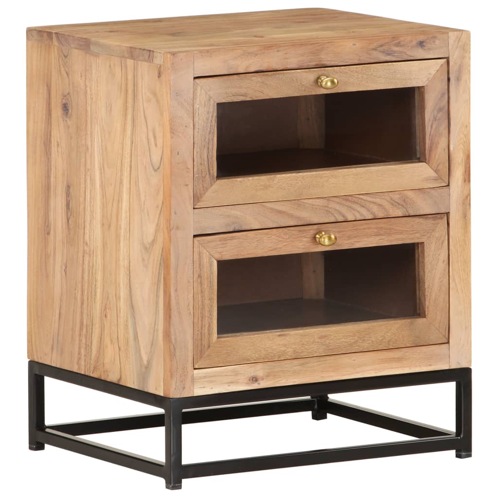 Chevet en acacia massif 40x30 pied métal