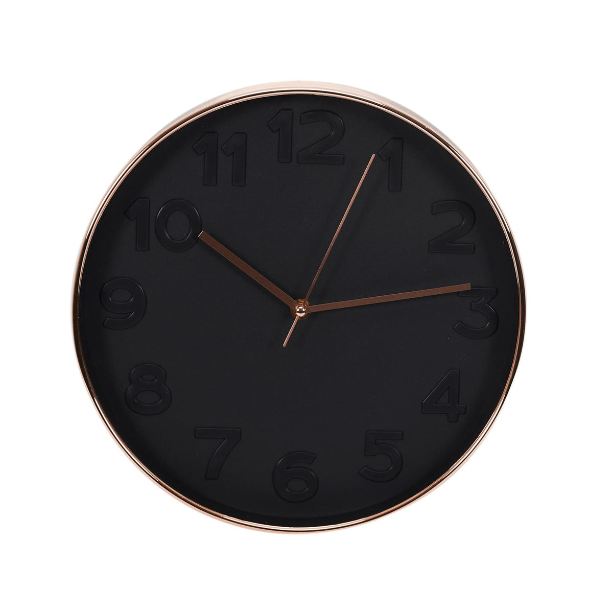 Horloge noire mat et contour cuivré D30