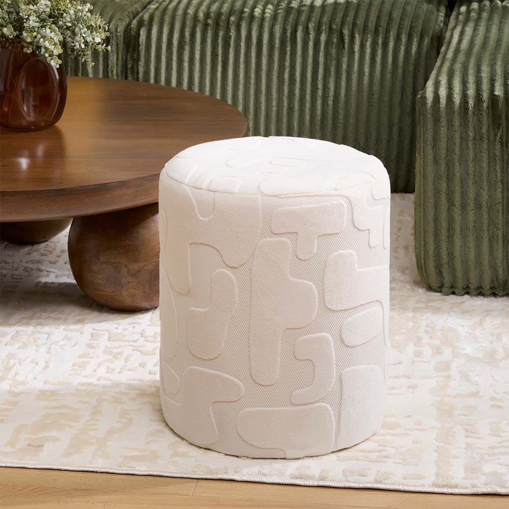 Pouf en tissus beige