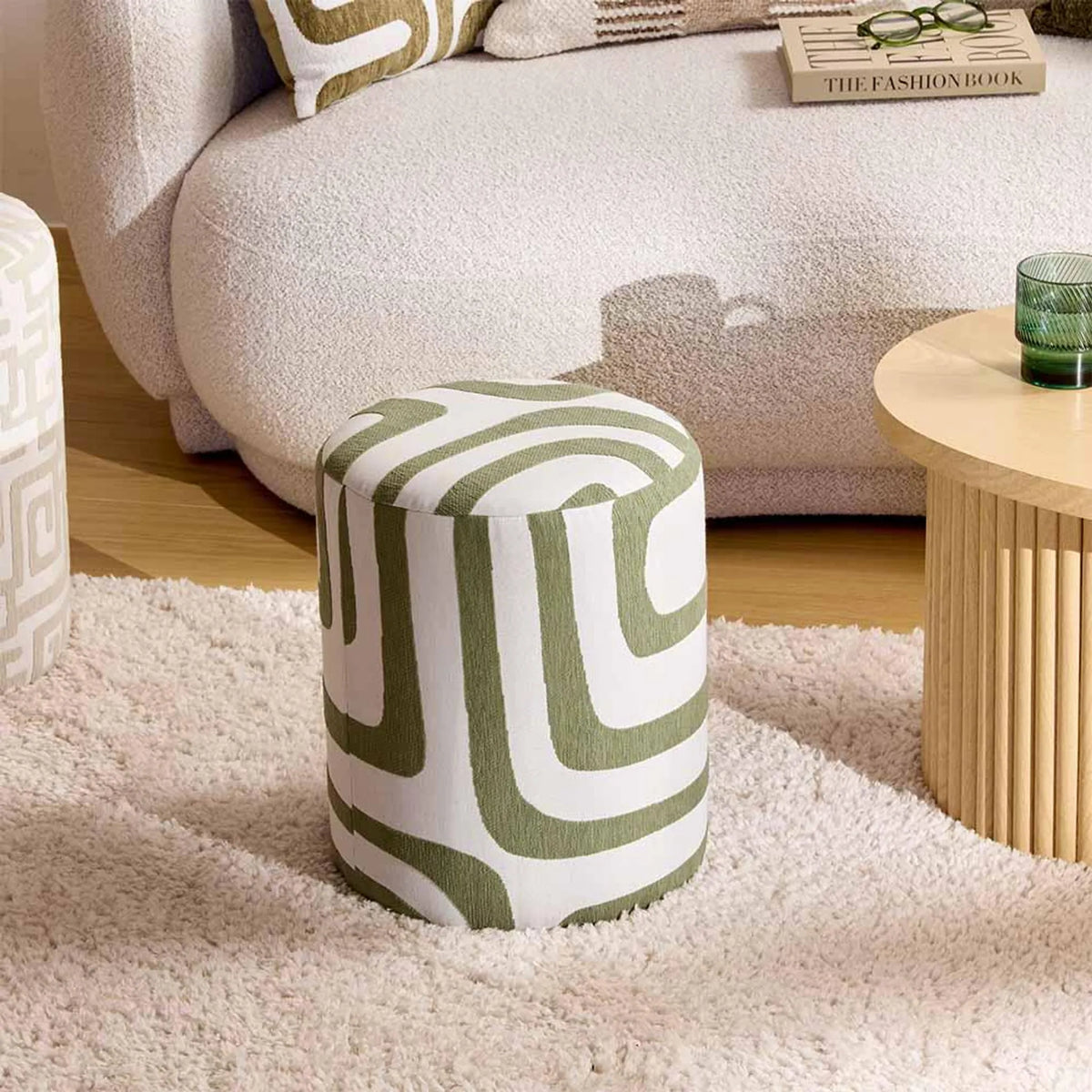Pouf en tissus vert