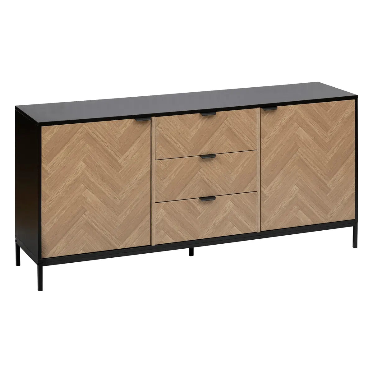 Buffet en bois et plateau noir L160