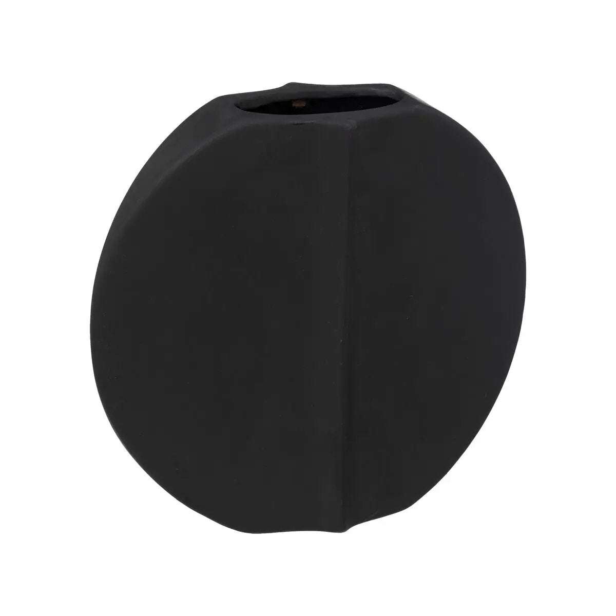 Vase plat en terre cuite noire H20