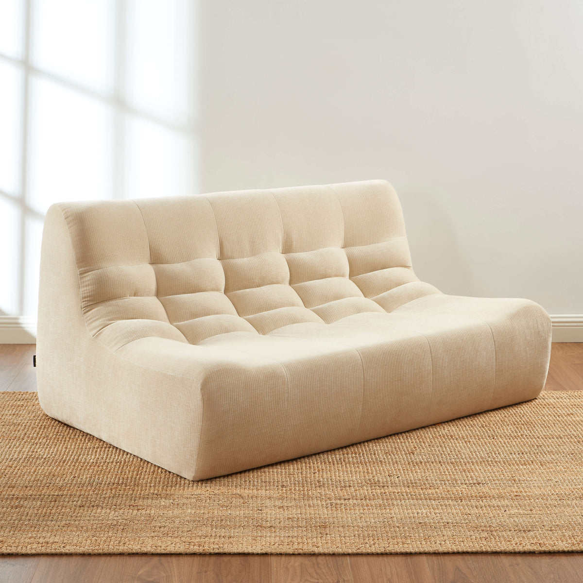 Banquette modulable 2 places velours beige