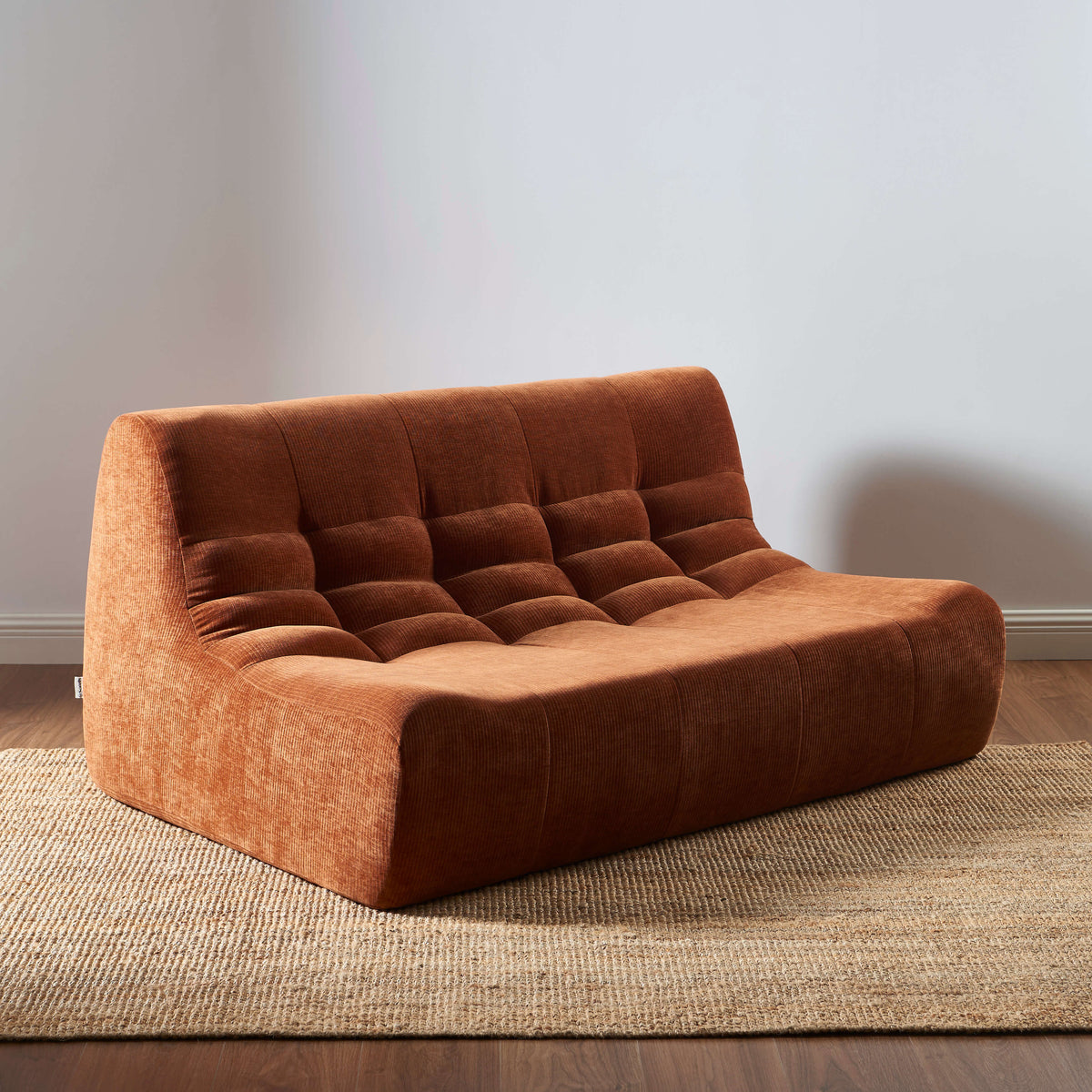 Banquette modulable 2 places velours terracotta