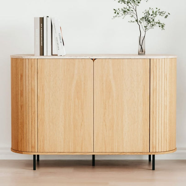 Buffet 2 portes effet Chêne et Travertin 120 cm