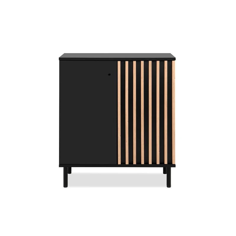Buffet 2 Portes Noir et Bois L80 – Fabriqué en Europe