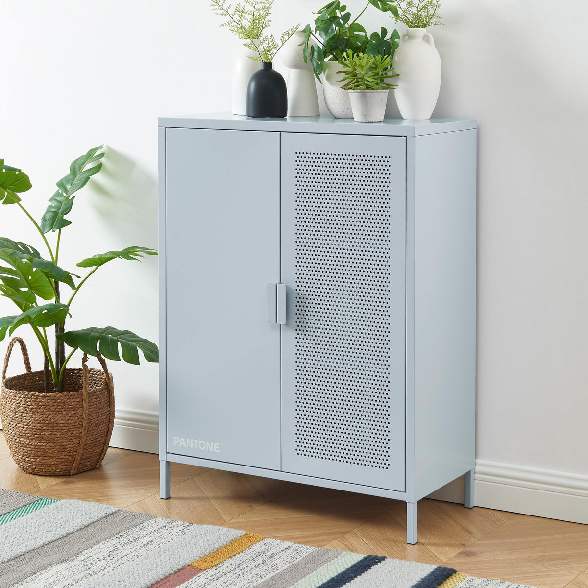 Buffet métal gris bleu 2 portes 75 cm