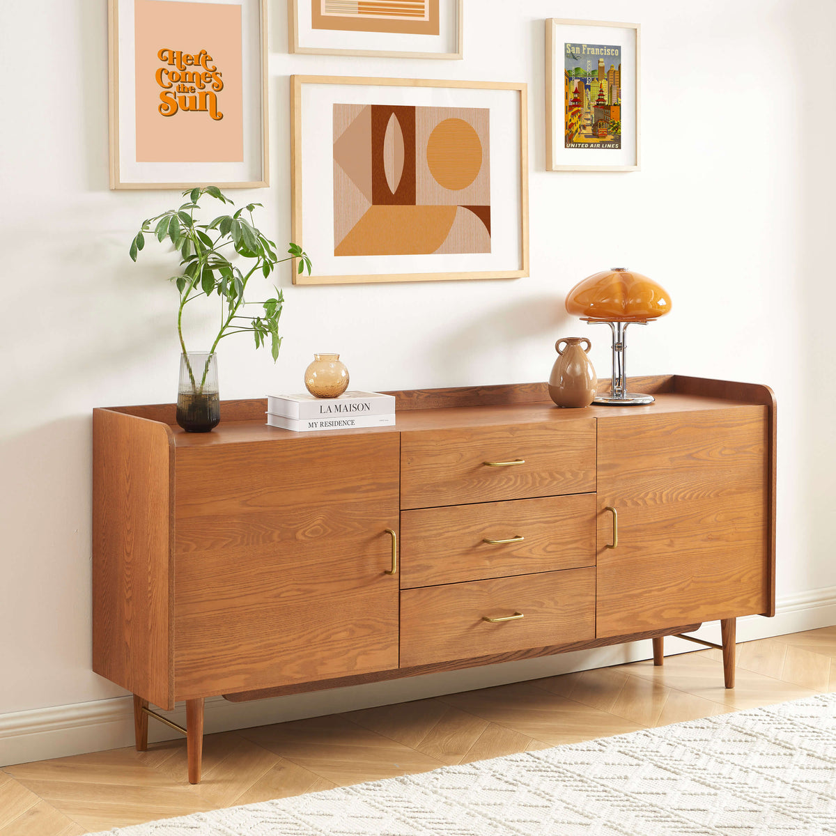 Buffet placage frêne 2 portes 180 cm