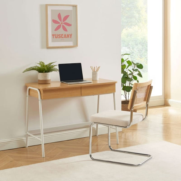 Bureau BERSA effet chêne et blanc 100cm