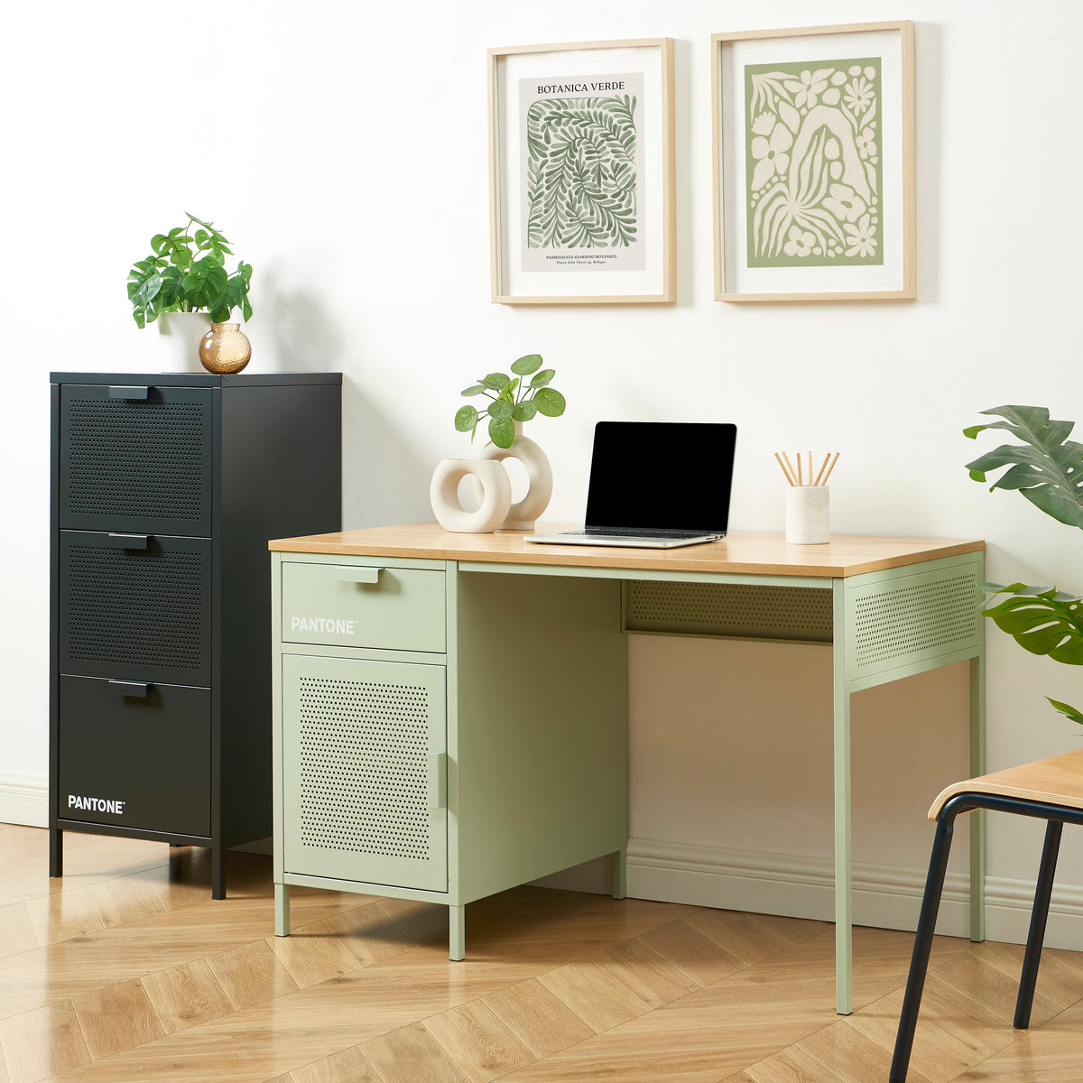 Bureau métal vert amande 120 cm