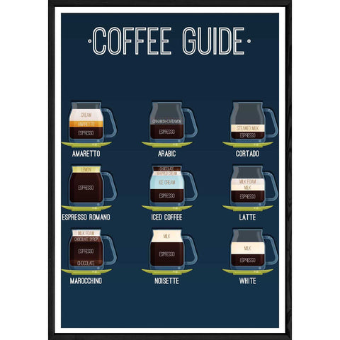 Tableau Café avec cadre noir POP – Taille 23x32