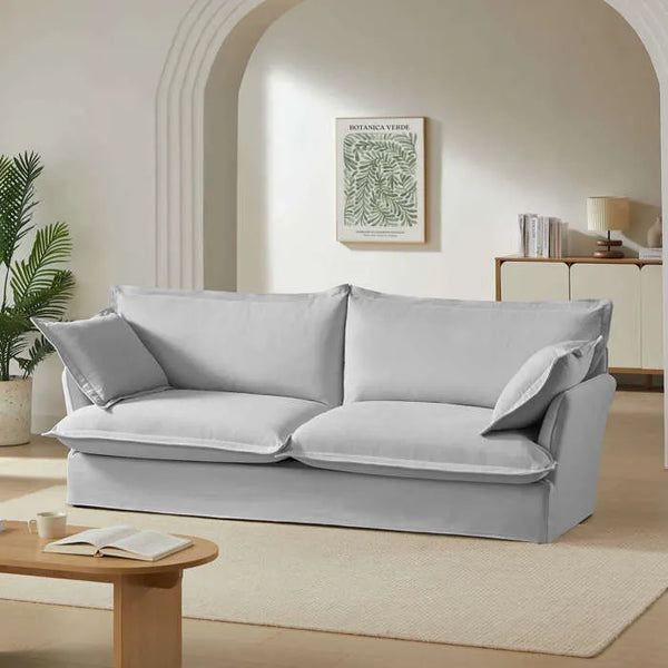 Exclu Easy Mobilier - Canapé droit fixe 3 places Tissu gris