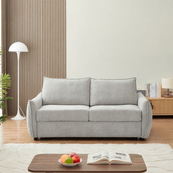 Canapé convertible express 140cm tissus gris clair