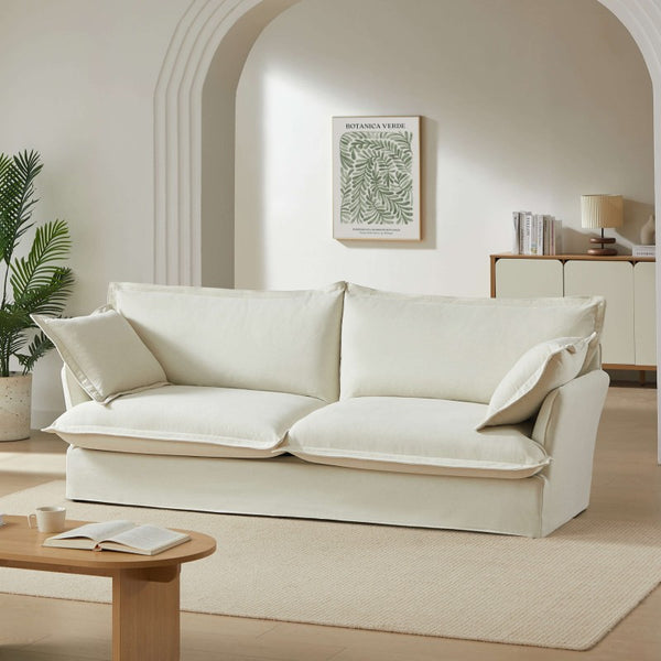 Exclu Easy Mobilier - Canapé droit fixe 3 places Tissu beige