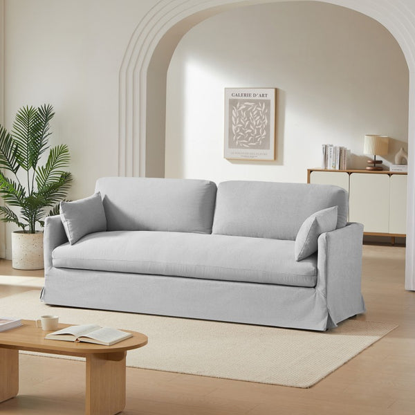 Exclu Easy Mobilier - Canapé droit fixe 3 places Tissu gris