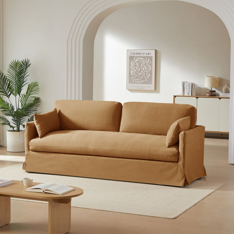 Exclu Easy Mobilier - Canapé droit fixe 3 places Tissu orange