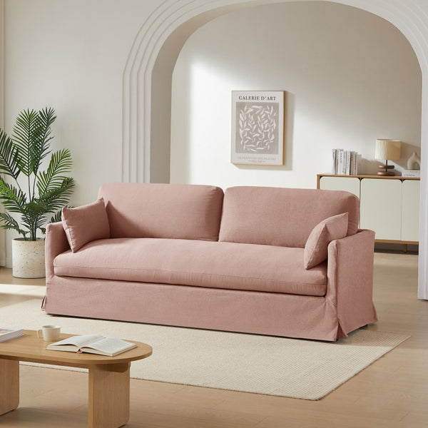 Exclu Easy Mobilier - Canapé droit fixe 3 places Tissu rose