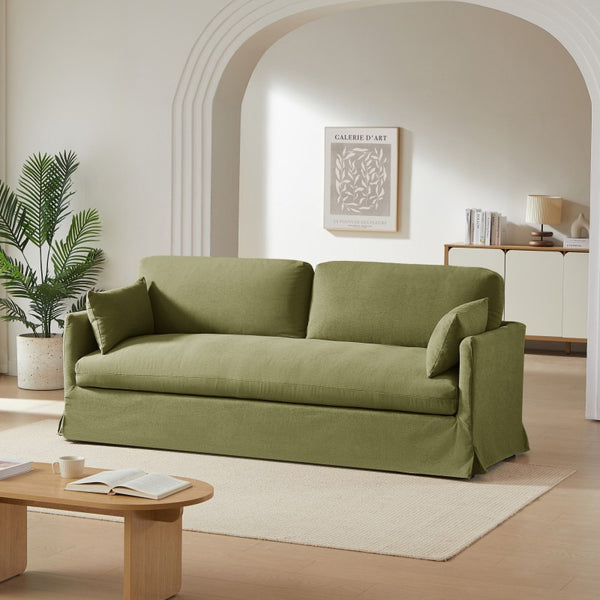 Exclu Easy Mobilier - Canapé droit fixe 3 places Tissu vert