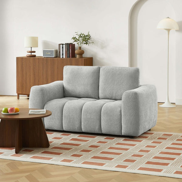Exclu Easy Mobilier - Canapé droit fixe 2 places tissu gris ultra confort