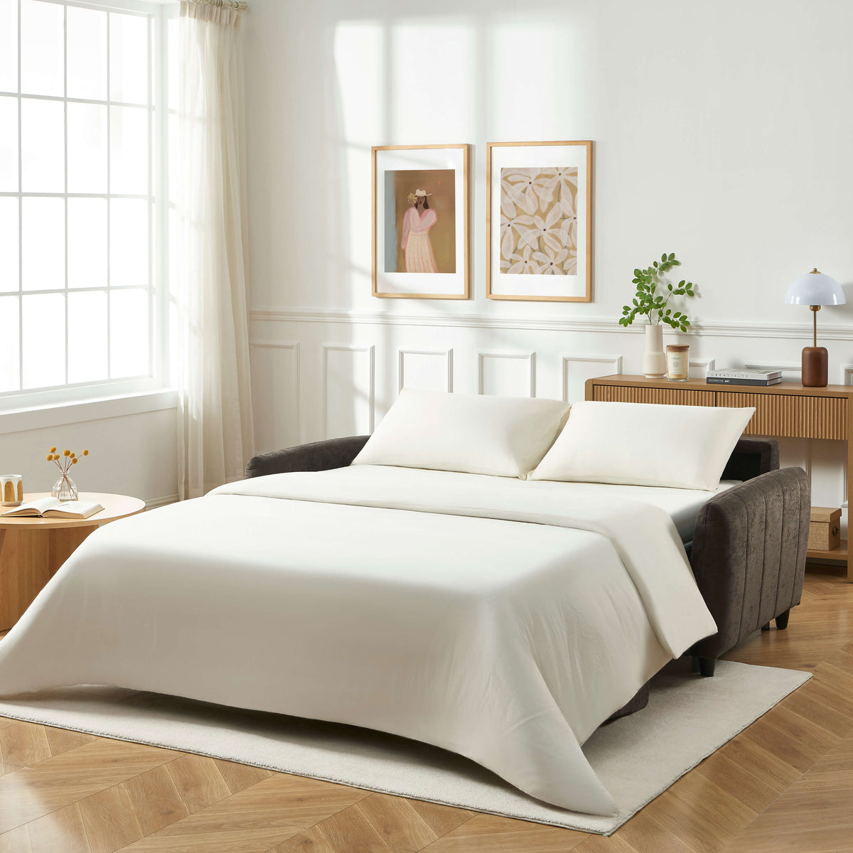 Canapé droit express 3 places tissu anthracite