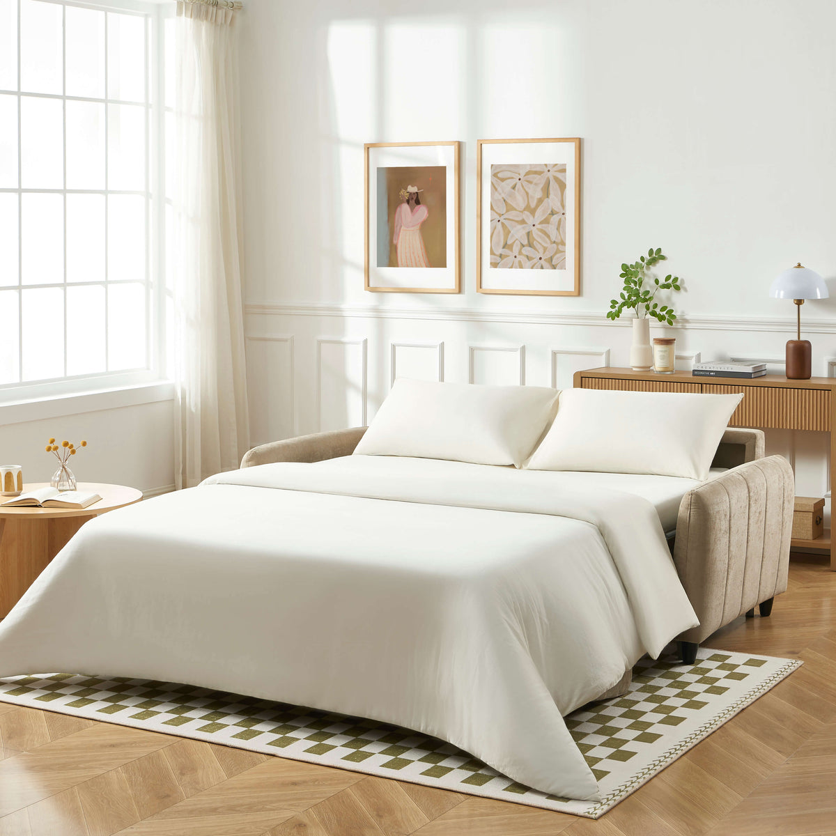 Canapé droit express 3 places tissu taupe