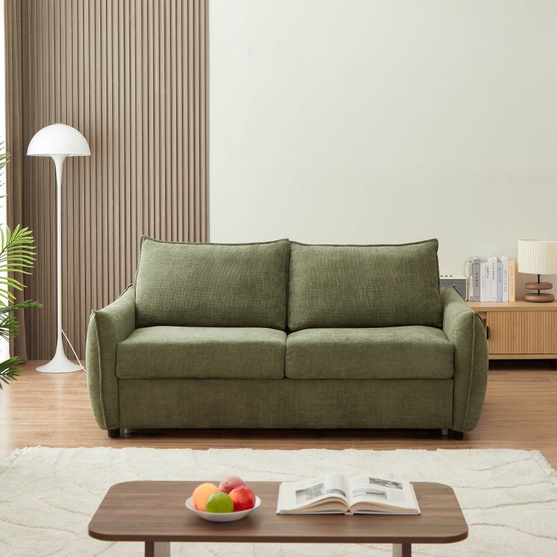 Canapé convertible express 140cm matelas 14cm tissus vert (design aléatoire)