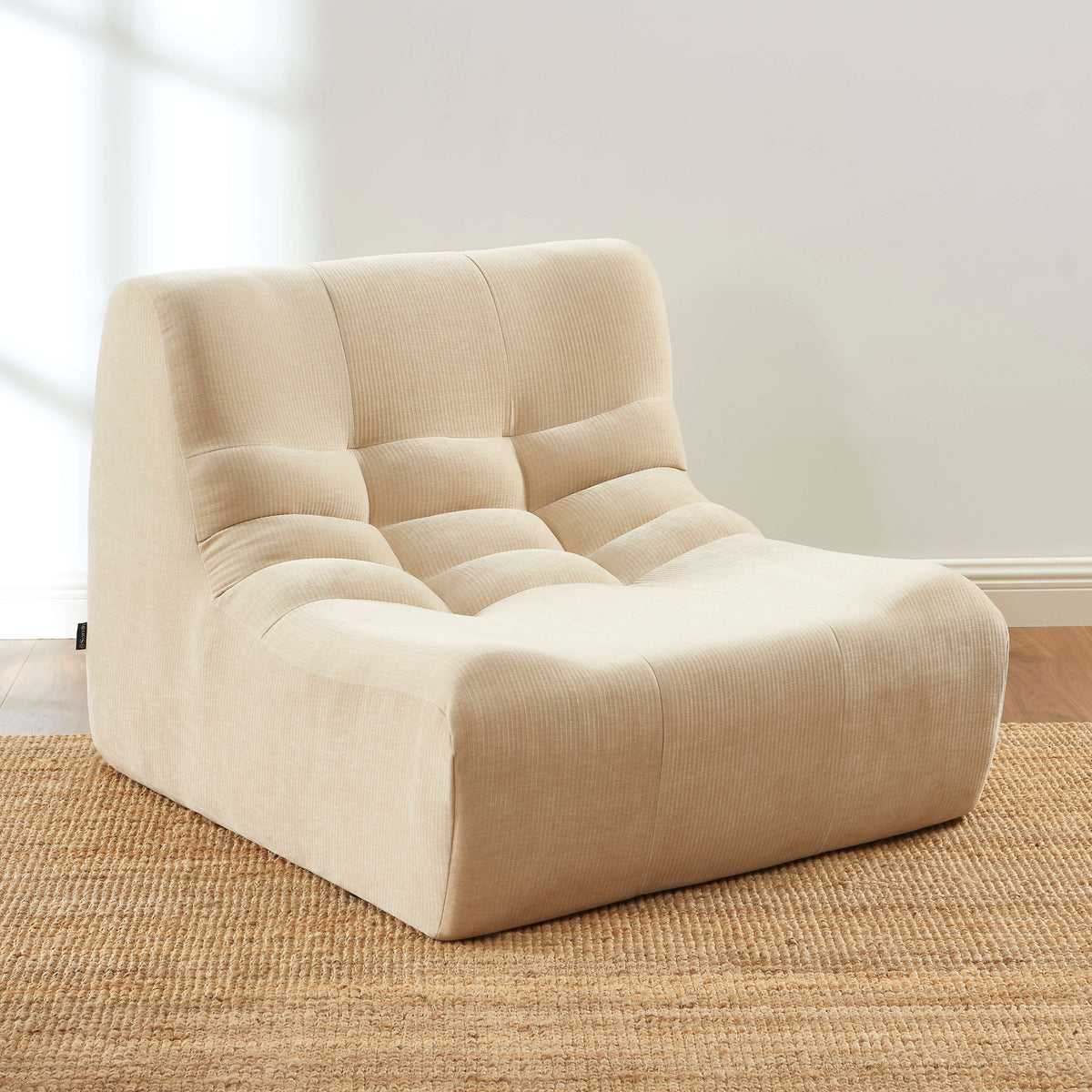 Chauffeuse modulable 1 place velours beige