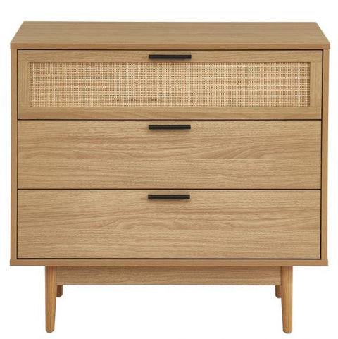Commode en bois et rotin