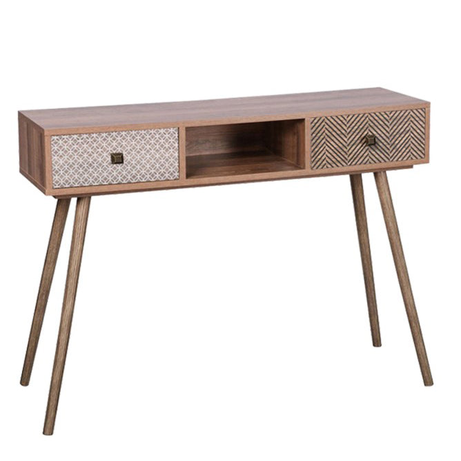 Console en bois avec 2 tiroirs 100x30