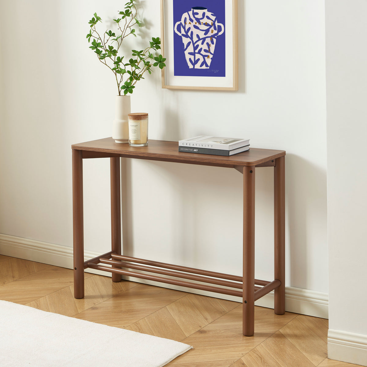 Console effet noyer 100 cm