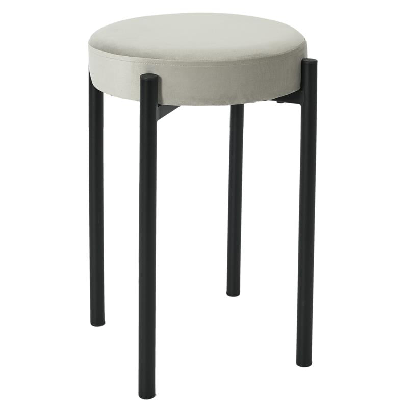 Tabouret en velours gris et métal