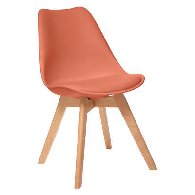 Chaise terracotta pieds bois
