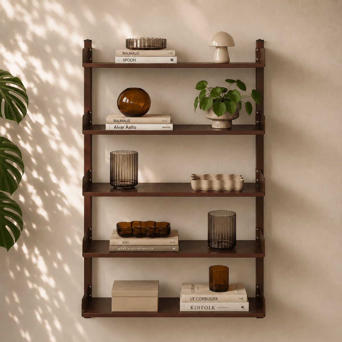 Etagère murale métal marron chocolat H80 cm