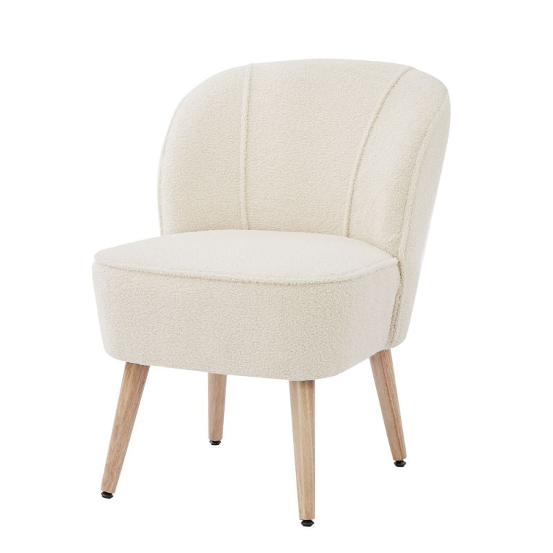 Fauteuil tissu bouclette beige