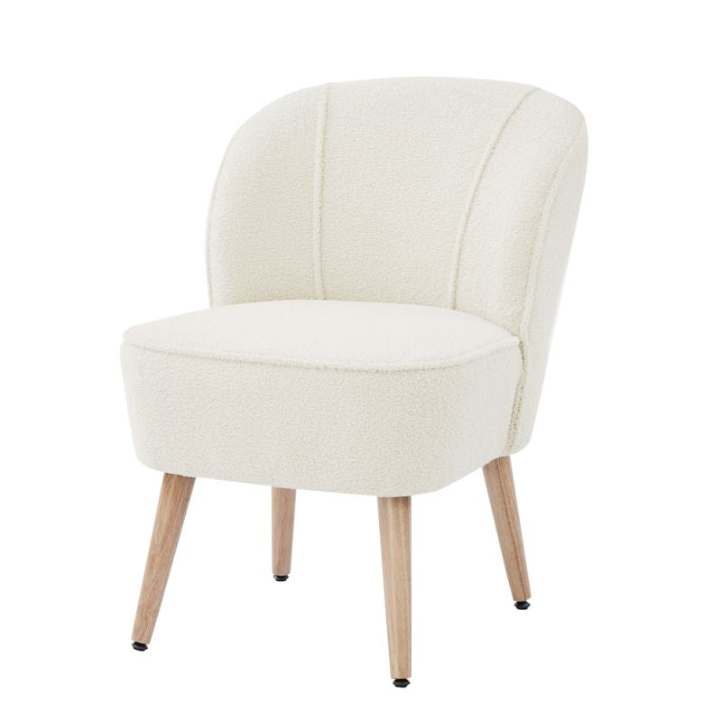 Fauteuil tissu bouclette blanche