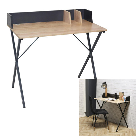 Bureau gris foncé métal 90x50x84