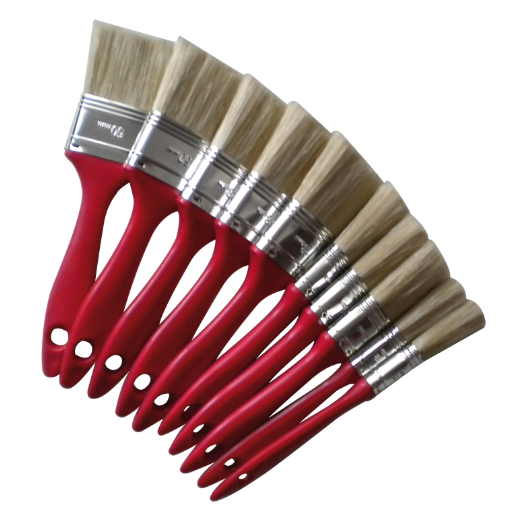 Jeu de 10 pinceaux assortis manche bois PP
