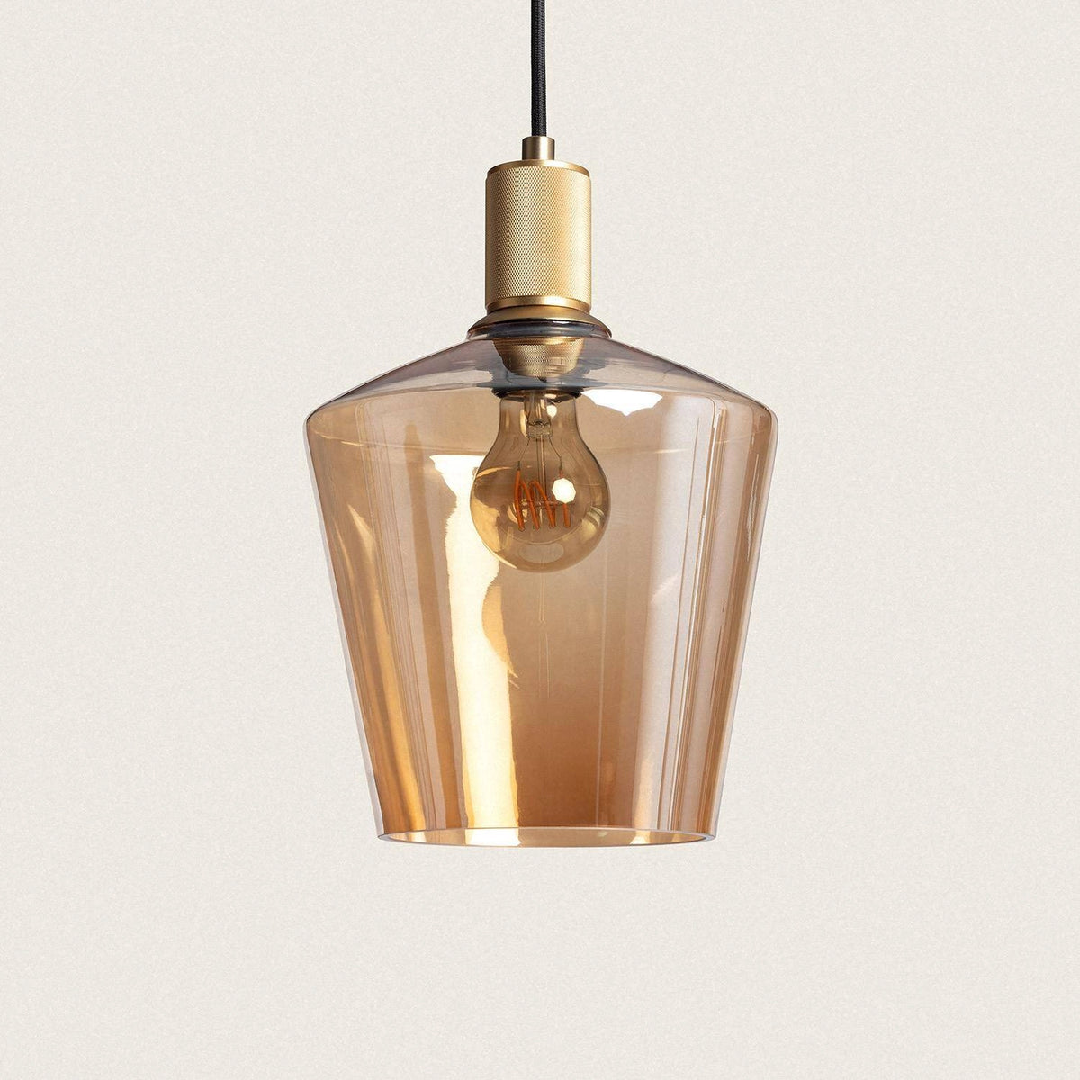 Suspension en verre ambre D20