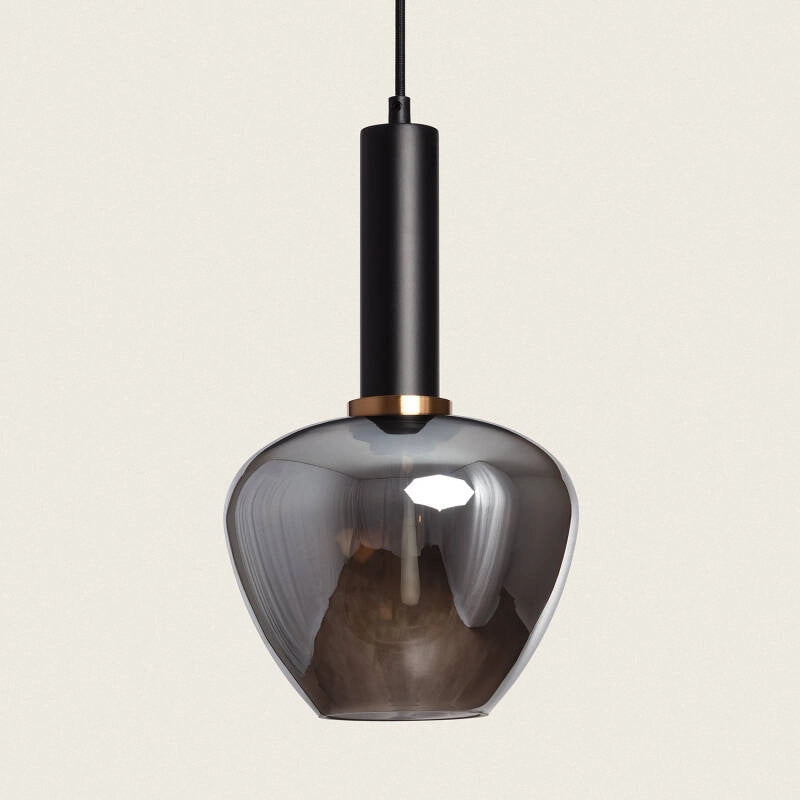 Suspension en verre fumé gris D20