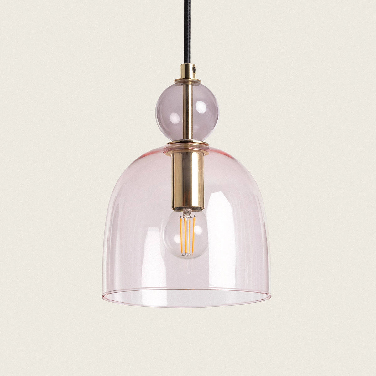 Suspension en verre rose art déco D15