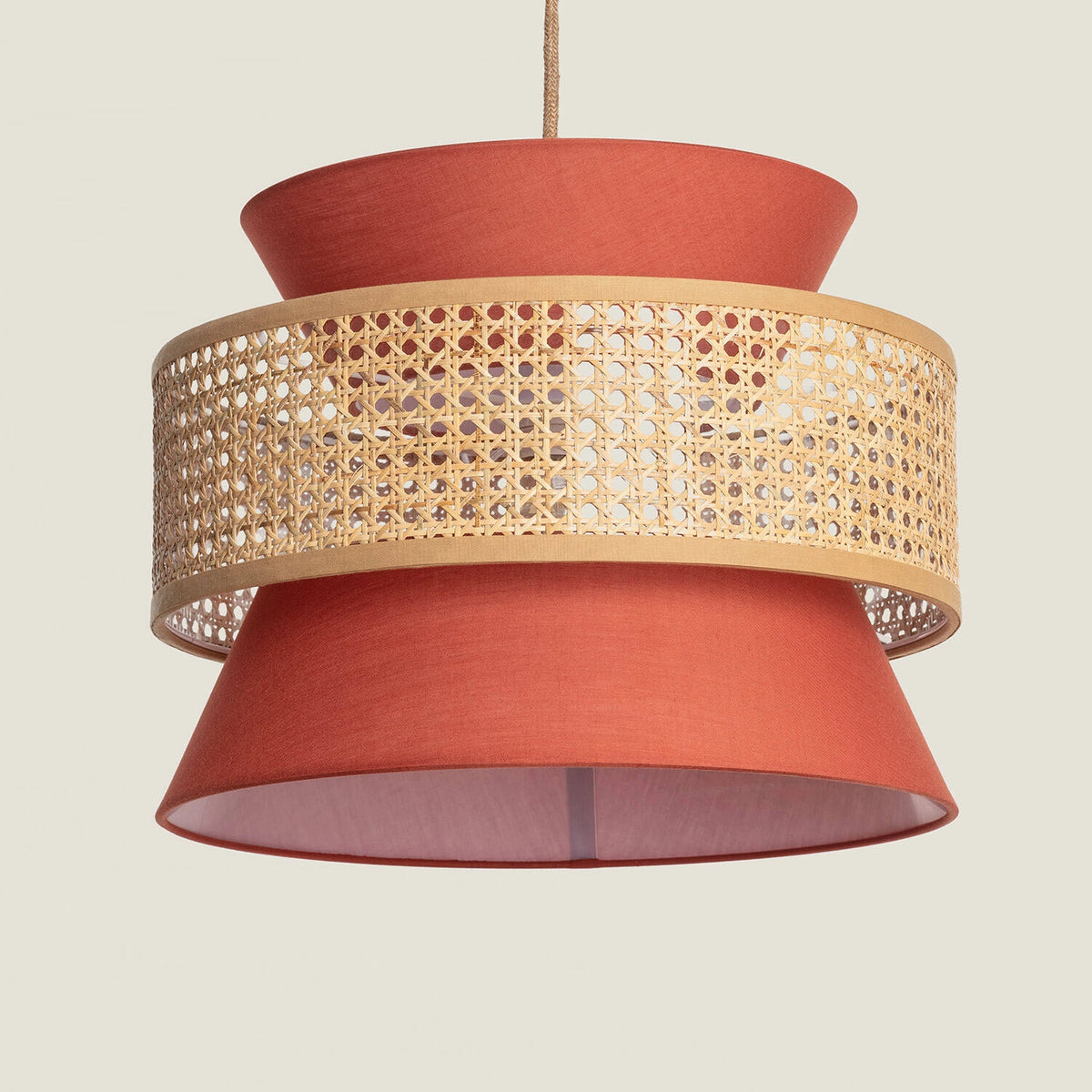 Suspension en rotin et tissus terracotta D40