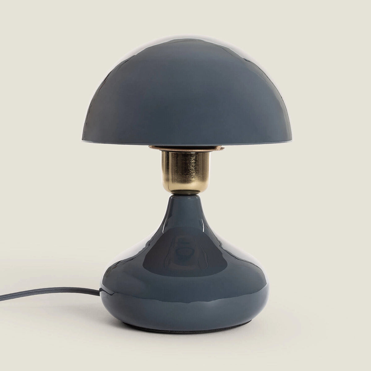 Lampe champignon en métal bleu et doré H23