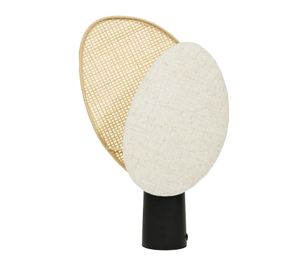 Lampe art déco en lin et rotin H40