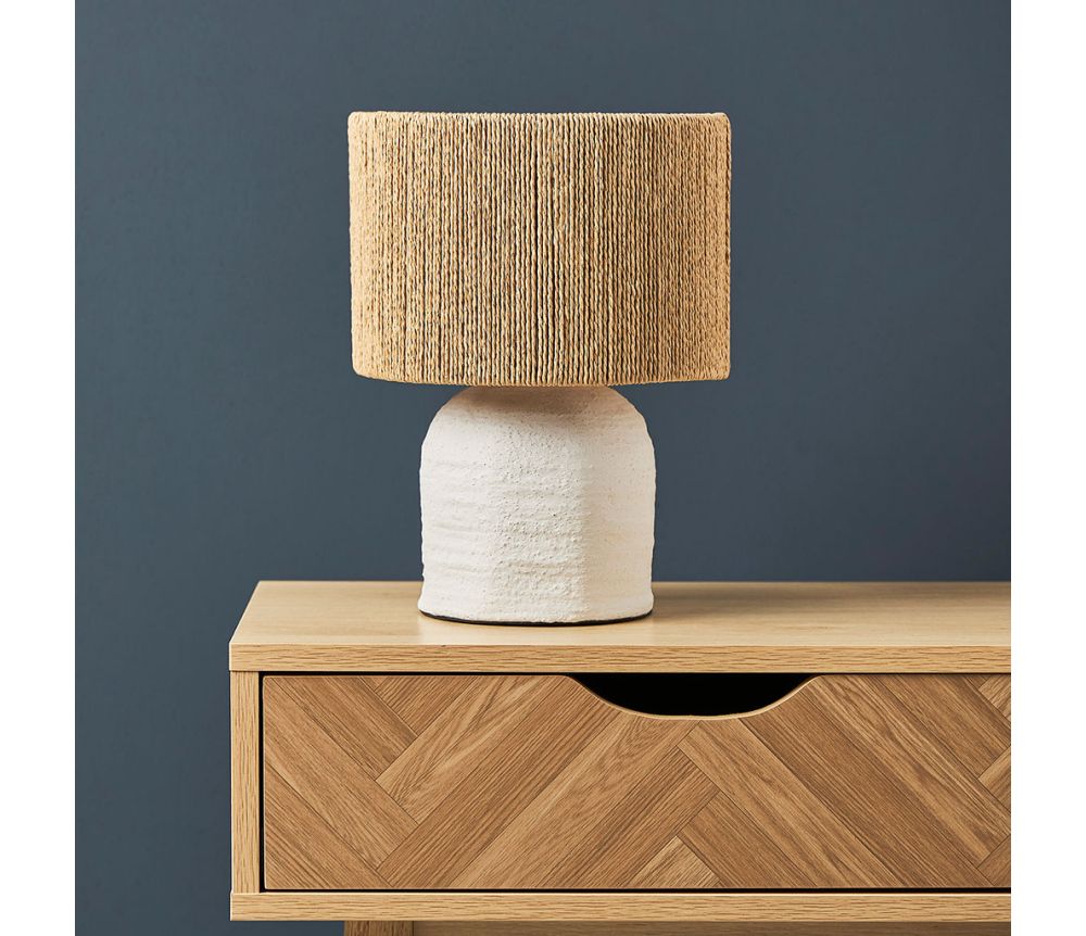 Lampe blanche en corde H30