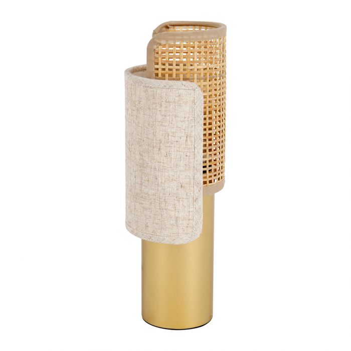 Lampe en métal dorée et rotin H30